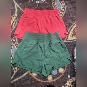 Old Navy Red and Green Elastic Waist Shorts